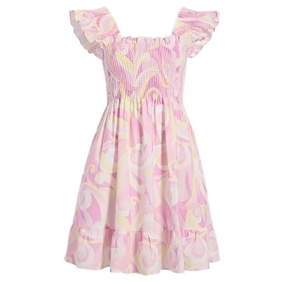 Hill House - ‘Elizabeth Nap’ Mini Linen Dress ‘Candy Kaleidoscope’, Pink X-Small - Picture 3 of 17